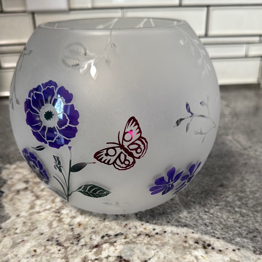 Lenox butterfly meadow Frosted Glass with ode bowl non lead crystal 6” - Picture 4 of 8
